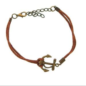 Small Anchor Cast Iron Leatherette Bracelet